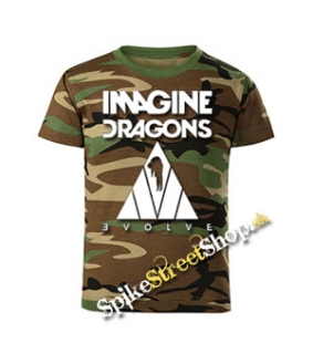 IMAGINE DRAGONS - Triangle - maskáčové chlapčenské tričko WOODLAND CAMO BROWN