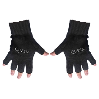 QUEEN - Logo - čierne rukavice bez prstov