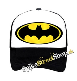 BATMAN - Yellow Logo - čiernobiela sieťkovaná šiltovka model "Trucker"