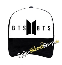BTS - Logo - čiernobiela sieťkovaná šiltovka model "Trucker"