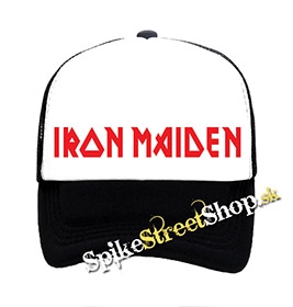 IRON MAIDEN - Logo - čiernobiela sieťkovaná šiltovka model "Trucker"