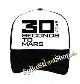 30 SECONDS TO MARS - Black Logo- čiernobiela sieťkovaná šiltovka model "Trucker"