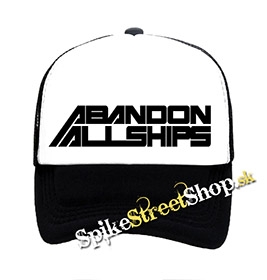 ABANDON ALL SHIPS - Logo - čiernobiela sieťkovaná šiltovka model "Trucker"