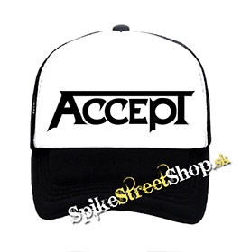 ACCEPT - Logo - čiernobiela sieťkovaná šiltovka model "Trucker"