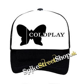 COLDPLAY - Butterfly Logo - čiernobiela sieťkovaná šiltovka model "Trucker"