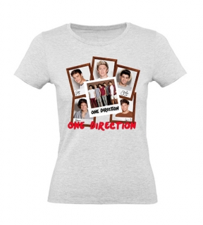 ONE DIRECTION - Polaroid Names - šedé dámske tričko (Skinny Fit)