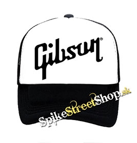 GIBSON - Logo - čiernobiela sieťkovaná šiltovka model "Trucker"
