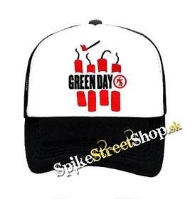 GREEN DAY - Bombs - čiernobiela sieťkovaná šiltovka model "Trucker"