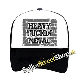 HEAVY FUCKIN METAL - čiernobiela sieťkovaná šiltovka model "Trucker"