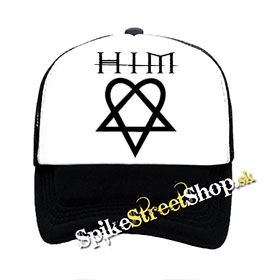 HIM HEARTAGRAM - čiernobiela sieťkovaná šiltovka model "Trucker"