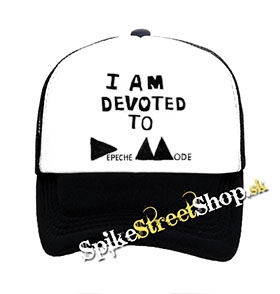 I AM DEVOTED TO DEPECHE MODE - čiernobiela sieťkovaná šiltovka model "Trucker"