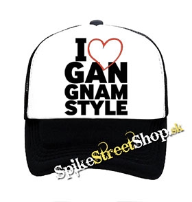 I LOVE GANGNAM STYLE - čiernobiela sieťkovaná šiltovka model "Trucker"