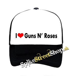 I LOVE GUNS N ROSES - čiernobiela sieťkovaná šiltovka model "Trucker"