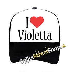 I LOVE VIOLETTA - čiernobiela sieťkovaná šiltovka model "Trucker"