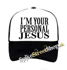 I´M YOUR PERSONAL JESUS - Logo - čiernobiela sieťkovaná šiltovka model "Trucker"