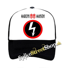 MARILYN MANSON - Logo - čiernobiela sieťkovaná šiltovka model "Trucker"