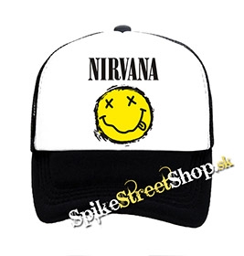NIRVANA - Smile - čiernobiela sieťkovaná šiltovka model "Trucker"