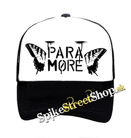 PARAMORE - Logo - čiernobiela sieťkovaná šiltovka model "Trucker"