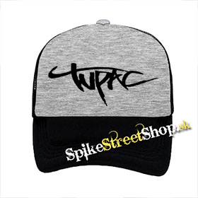 2 PAC - Logo - šedočierna sieťkovaná šiltovka model "Trucker"