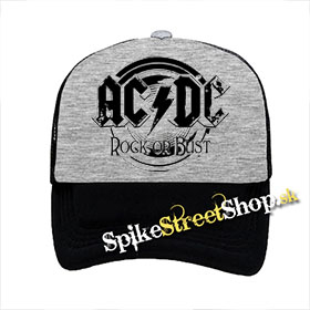 ACDC - Rock Or Bust - šedočierna sieťkovaná šiltovka model "Trucker"