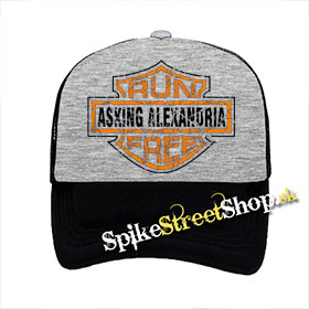 ASKING ALEXANDRIA - Run Free - šedočierna sieťkovaná šiltovka model "Trucker"