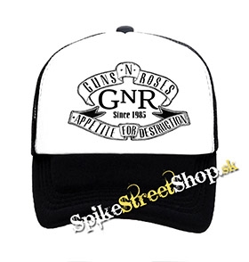 GUNS N ROSES - Appetite Slogan - čiernobiela sieťkovaná šiltovka model "Trucker"