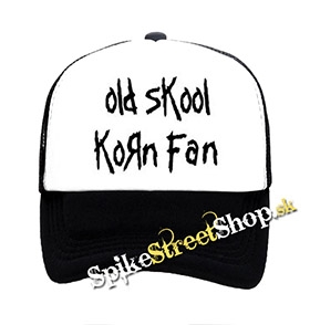 OLD SKOOL KORN FAN - čiernobiela sieťkovaná šiltovka model "Trucker"