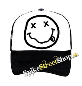 RIHANNA - Smile - čiernobiela sieťkovaná šiltovka model "Trucker"