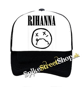 RIHANNA - Smile With Logo - čiernobiela sieťkovaná šiltovka model "Trucker"