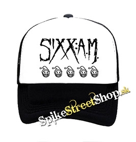 SIXX AM - Logo - čiernobiela sieťkovaná šiltovka model "Trucker"
