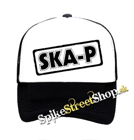 SKA-P - Logo - čiernobiela sieťkovaná šiltovka model "Trucker"