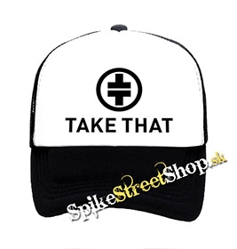 TAKE THAT - Logo - čiernobiela sieťkovaná šiltovka model "Trucker"