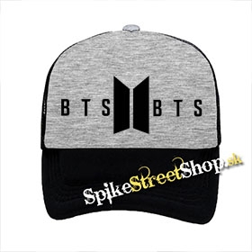 BTS - Bangtan Boys - šedočierna sieťkovaná šiltovka model "Trucker"