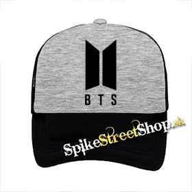 BTS - Bangtan Boys - Logo 2 - šedočierna sieťkovaná šiltovka model "Trucker"