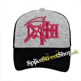 DEATH - Logo - šedočierna sieťkovaná šiltovka model "Trucker"