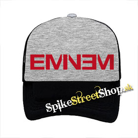 EMINEM - Red Logo - šedočierna sieťkovaná šiltovka model "Trucker"