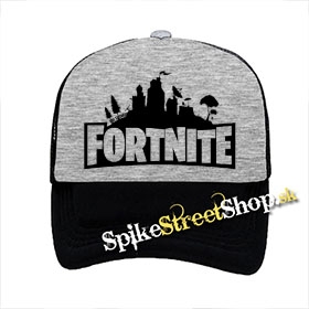 FORTNITE - Logo - šedočierna sieťkovaná šiltovka model "Trucker"