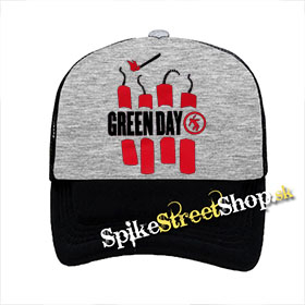 GREEN DAY - Bombs - šedočierna sieťkovaná šiltovka model "Trucker"