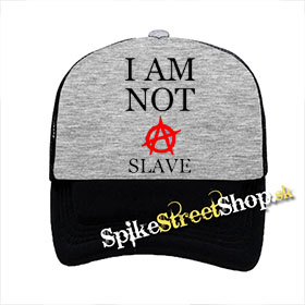 I AM NOT A SLAVE - Red - šedočierna sieťkovaná šiltovka model "Trucker"