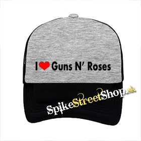 I LOVE GUNS N' ROSES - šedočierna sieťkovaná šiltovka model "Trucker"