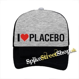 I LOVE PLACEBO - šedočierna sieťkovaná šiltovka model "Trucker"