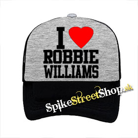 I LOVE ROBBIE WILLIAMS - šedočierna sieťkovaná šiltovka model "Trucker"