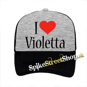 I LOVE VIOLETTA - šedočierna sieťkovaná šiltovka model "Trucker"