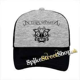 IN THIS MOMENT - Logo Butterfly - šedočierna sieťkovaná šiltovka model "Trucker"