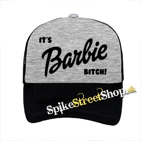 IT'S BARBIE BITCH - Logo Black - šedočierna sieťkovaná šiltovka model "Trucker"