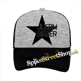 JUSTIN BIEBER - Star - šedočierna sieťkovaná šiltovka model "Trucker"