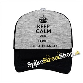 KEEP CALM AND LOVE JORGE BLANCO - šedočierna sieťkovaná šiltovka model "Trucker"