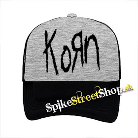 KORN - Official Logo - šedočierna sieťkovaná šiltovka model "Trucker"