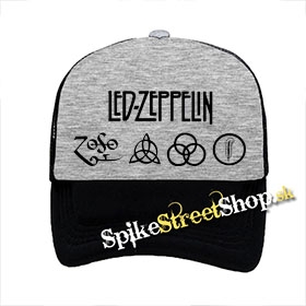 LED ZEPPELIN - Logo - šedočierna sieťkovaná šiltovka model "Trucker"