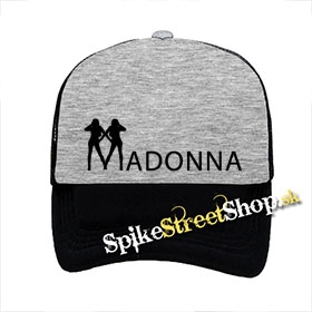 MADONNA - Black Logo - šedočierna sieťkovaná šiltovka model "Trucker"
